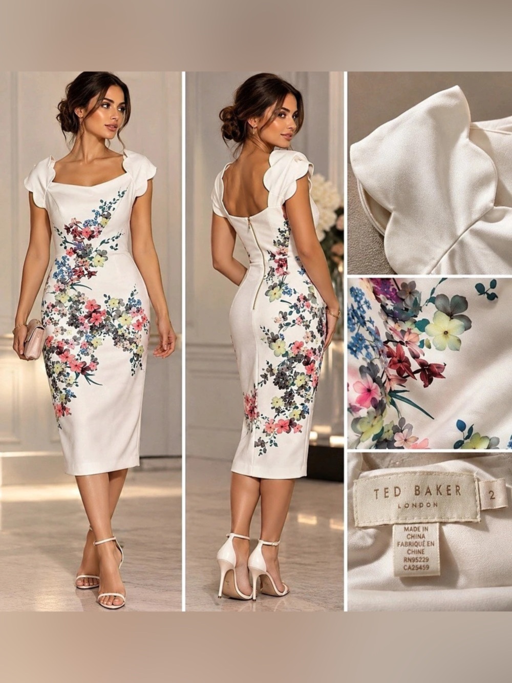 Ted Baker Floral Midi Dress in Like New